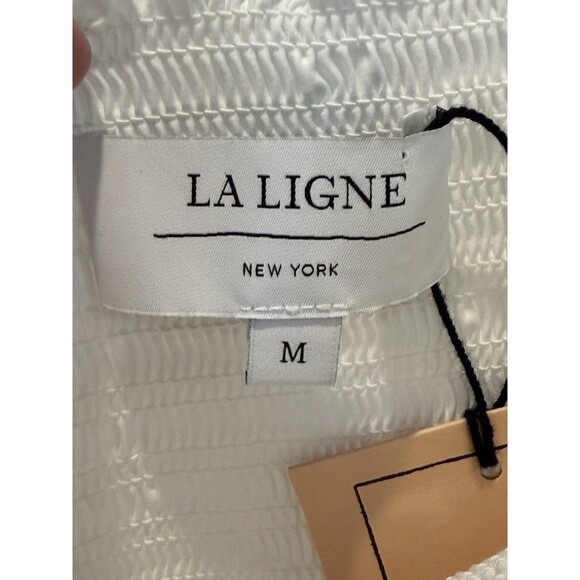 La Ligne Belle Smocked Cotton Poplin Midi Dress Women’s Sz M White MRSP $350 NWT - Picture 8 of 16